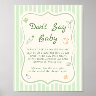 Farmers Market Baby Shower Don't Say Baby Game  Poster