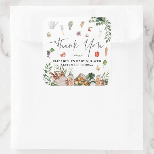 Farmer's Market | Baby Shower Favour Square Sticker (Bag)