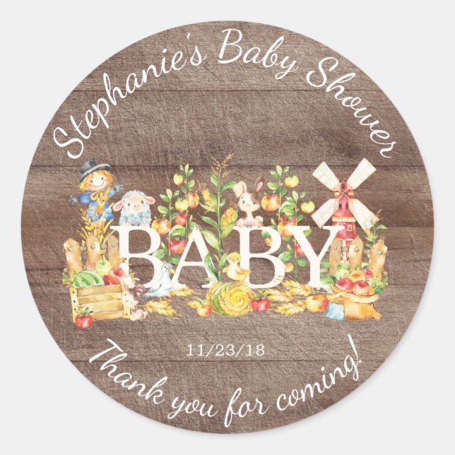 Farmers Market Baby Shower Favour Sticker (Front)