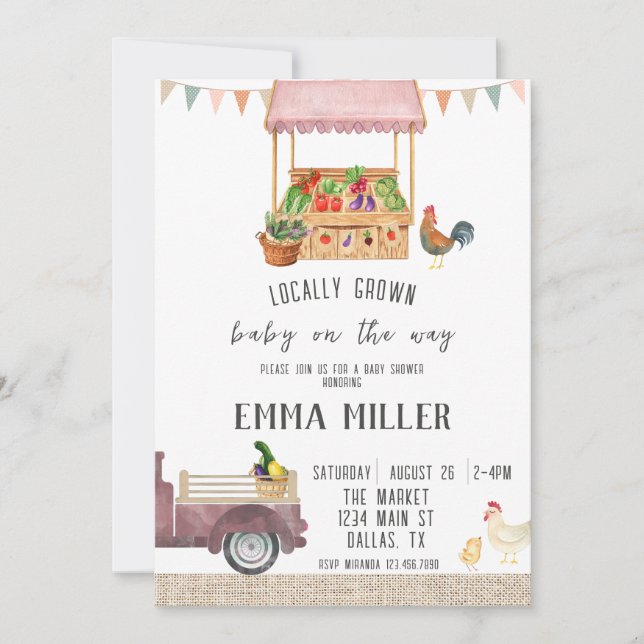 Farmer's Market Baby Shower Invitation (Front)