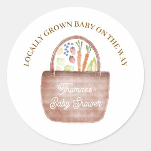 Farmer's Market Baby Shower Invitation Classic Round Sticker
