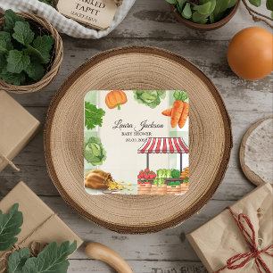 Farmers Market Baby Shower Invitation Square Sticker