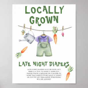 farmers market baby shower - late night diapers poster