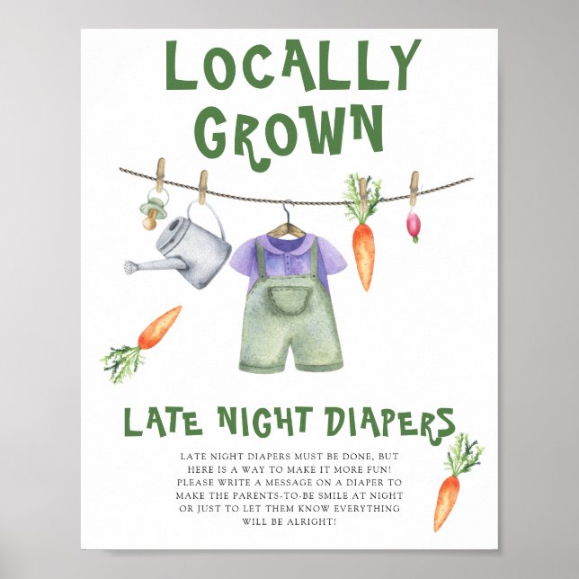 farmers market baby shower - late night diapers poster (Front)
