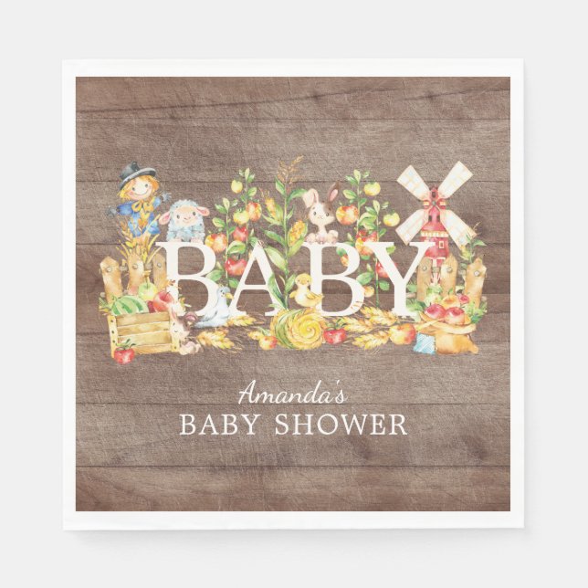 Farmers Market Baby Shower Paper Napkins (Front)