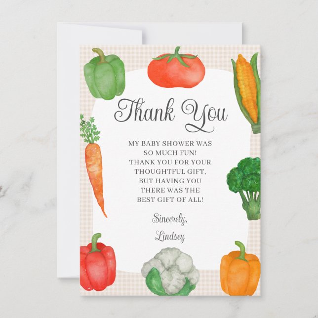 Farmers Market Baby Shower Thank You Card (Front)