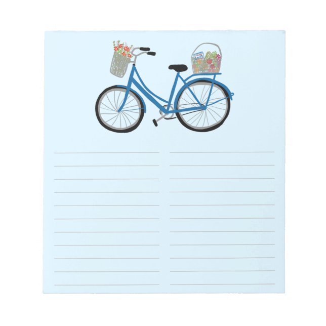 Farmers Market Bicycle Grocery Shopping List Notepad (Front)