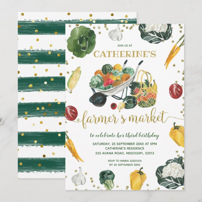 Farmers Market Birthday Invitation (Front/Back)
