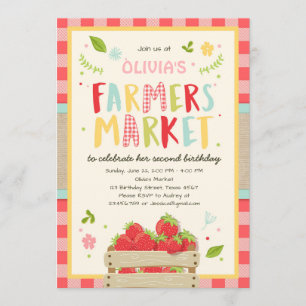 Farmers Market Birthday Invitation Strawberry Farm