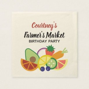 Farmer's Market Birthday Party Fruits and Veggies Napkin