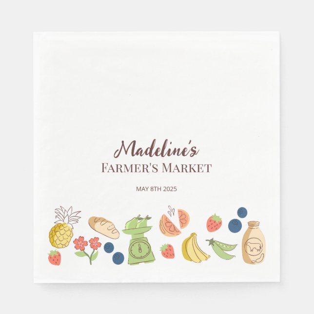 Farmer's Market Birthday Produce  Napkin (Front)