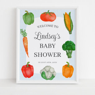 Farmers Market Blue Baby Shower Welcome Poster