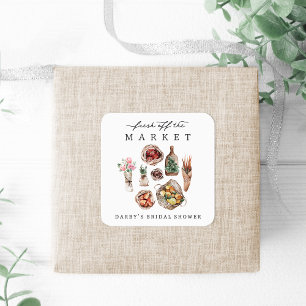 Farmers Market Bridal Shower Favor Square Sticker