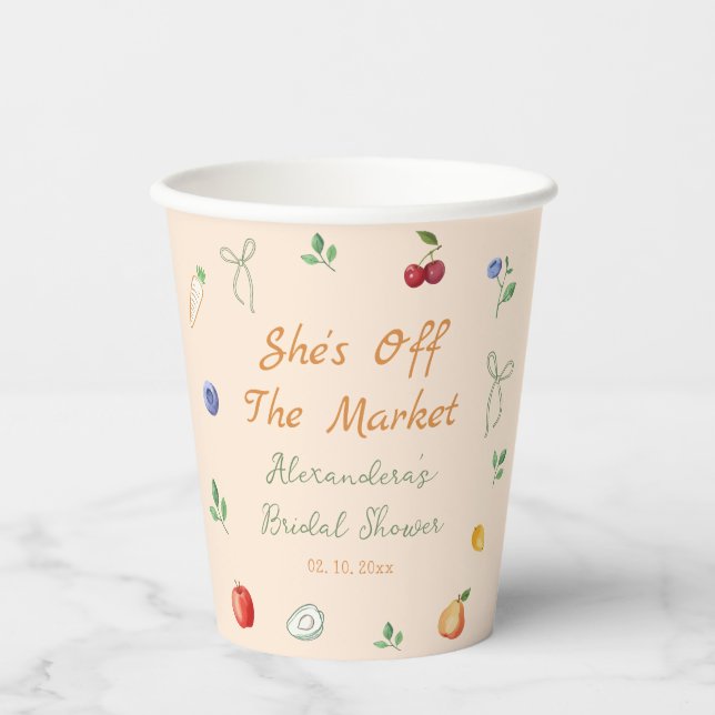 Farmers Market Bridal Shower Paper Cups (Front)