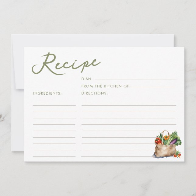 Farmer's Market Bridal Shower Recipe Card (Front)