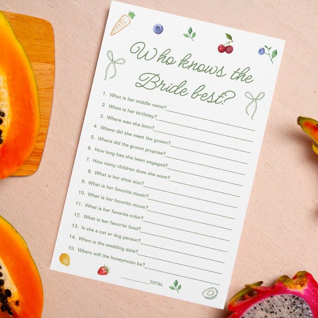 Farmers Market Bridal Shower Who Knows Bride Best  (Creator Uploaded)