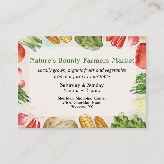 Farmers Market Business Cards (Front)