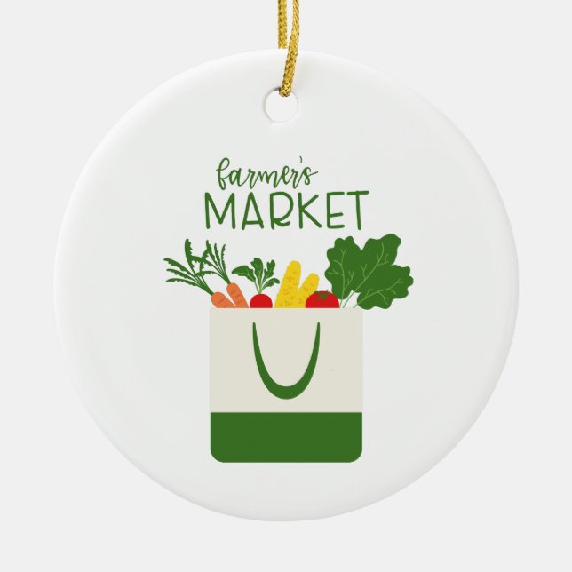 Farmers Market Ceramic Tree Decoration (Front)