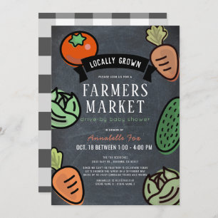 Farmers Market Chalkboard Drive-by Baby Shower Invitation