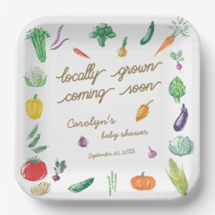 Farmers Market Colorful Vegetable Baby Shower Paper Plate