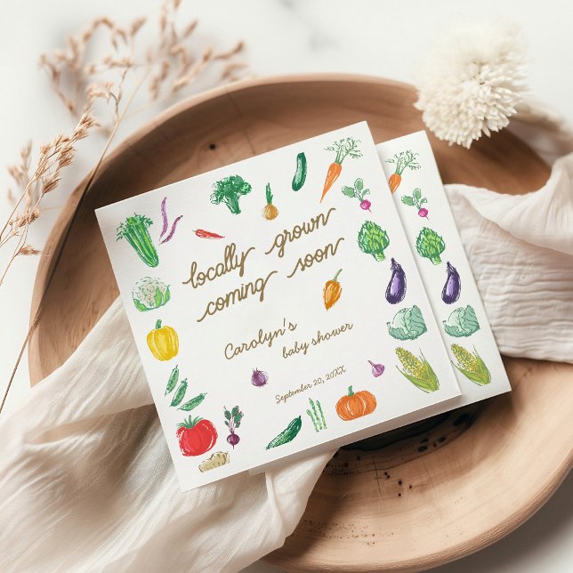 Farmers Market Colourful Vegetable Baby Shower Napkin (Creator Uploaded)