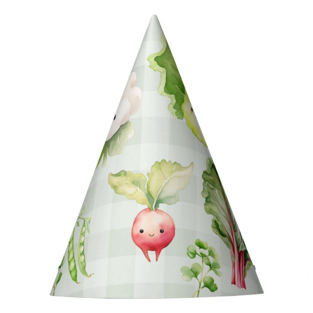 Farmers market cute vegetables birthday  party hat (Front)