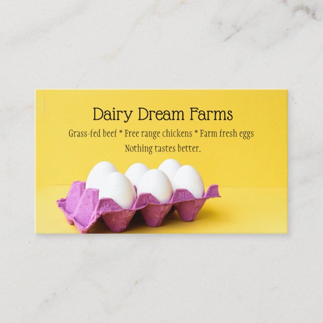 Farmers Market Farm Fresh Eggs Business Card (Front)