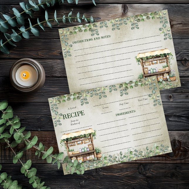 Farmer's Market Farm Stand Recipe Card (Fresh Off the Market Farmer's Market Farm Stand Bridal Shower | Housewarming Recipe Card)