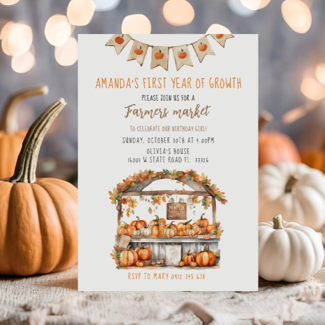 Farmers Market First Year of Growth Birthday Invitation (Creator Uploaded)