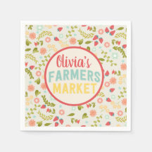 Farmers Market Floral Birthday Party Napkins