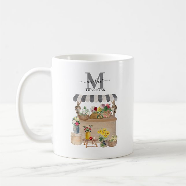 Farmer's Market Flower Baskets Coffee Mug (Left)