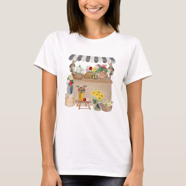 Farmer's Market Flower Baskets T-Shirt (Front)