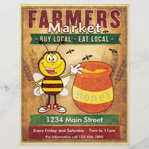 Farmers Market Fresh Local Honey Flyer