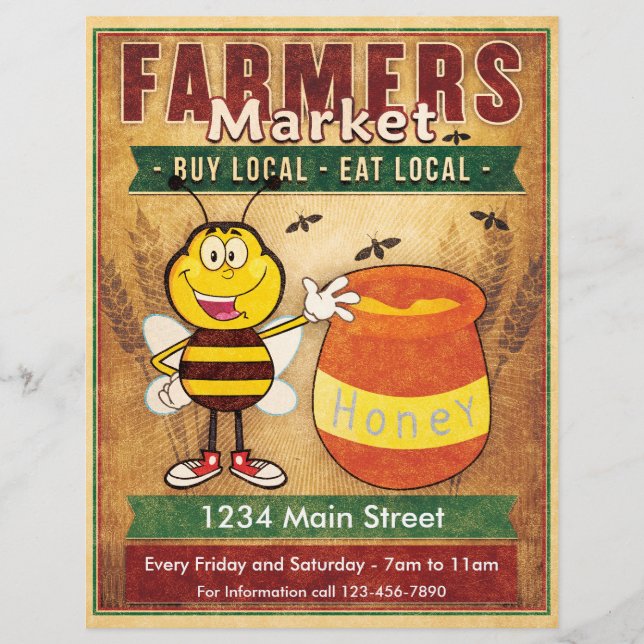 Farmers Market Fresh Local Honey Flyer (Front)