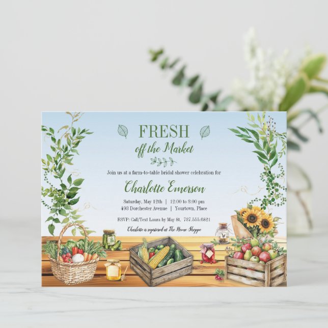 Farmers Market, Fresh off the Market Bridal Shower Invitation (Standing Front)