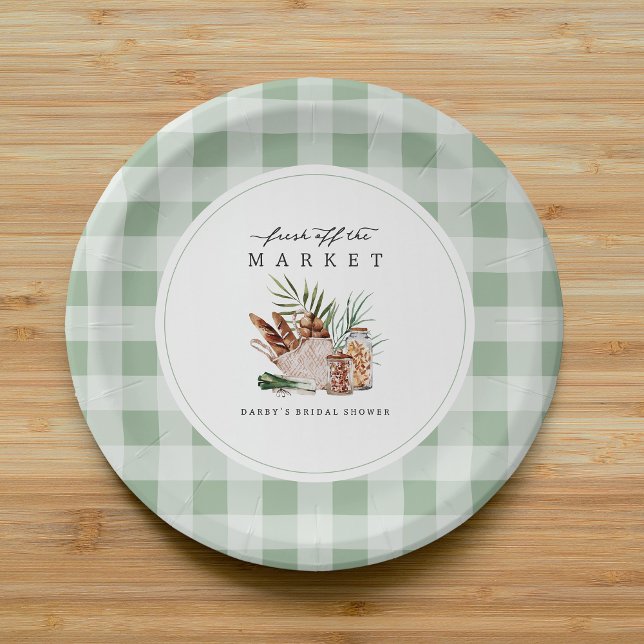 Farmers Market Gingham Bridal Shower Paper Plate (Creator Uploaded)
