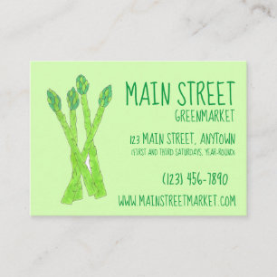 Farmer's Market Green Grocery Asparagus Spears Business Card