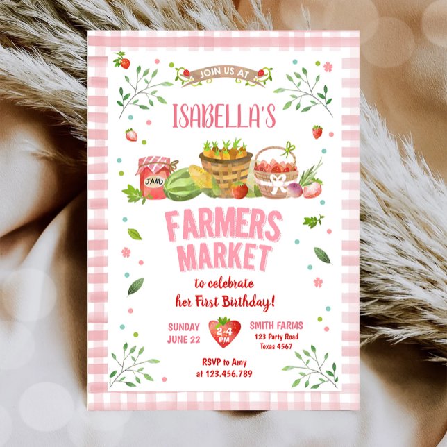 Farmers Market Grown Veggies Fruits Girl Birthday Invitation (Creator Uploaded)