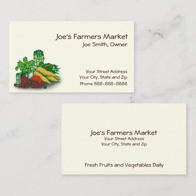 Farmers Market Health Food Business Card (Front/Back)