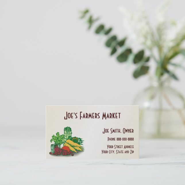 Farmers Market Health Food Business Card (Standing Front)