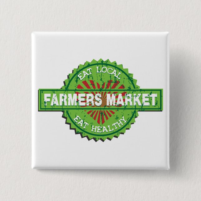 Farmers Market Heart 15 Cm Square Badge (Front)
