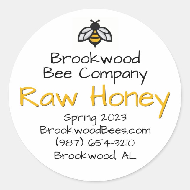 Farmer's Market Homestyle Honey Label with Bee     (Front)