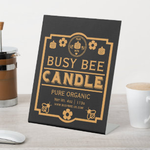 Farmers Market Honey Candles Pedestal Sign