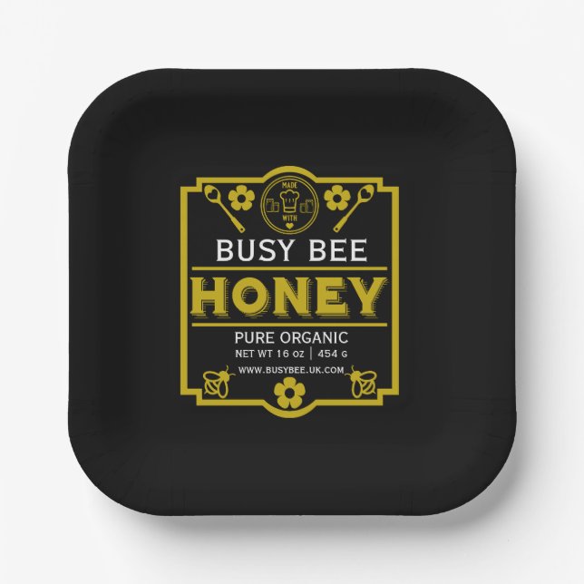 Farmers Market Honey Jar Paper Plate (Front)