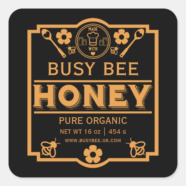 Farmers Market Honey Jar Square Sticker (Front)