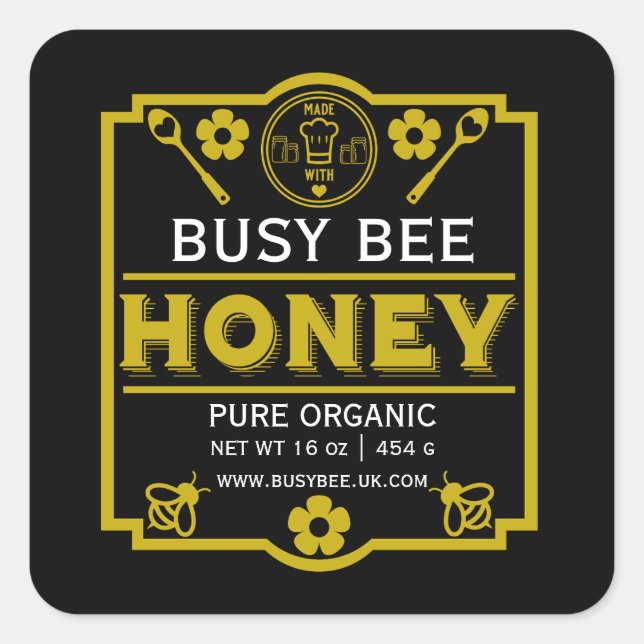 Farmers Market Honey Jar Square Sticker (Front)