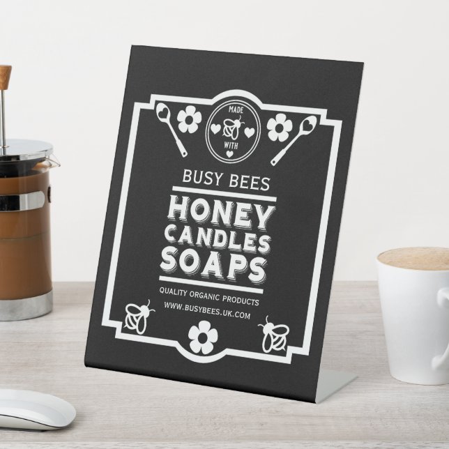 Farmers Market Honey Product Pedestal Sign (In SItu)