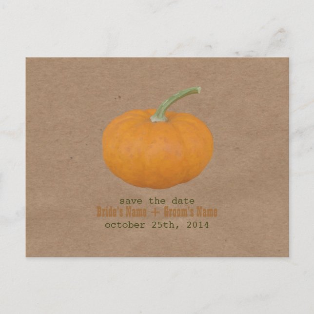 Farmers Market Inspired Save The Date | Pumpkin Announcement Postcard (Front)