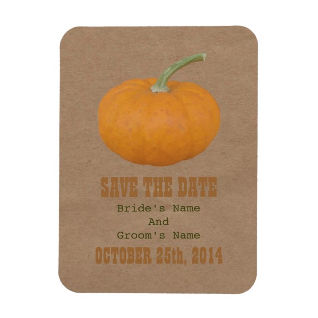 Farmers Market Inspired Save The Date | Pumpkin Magnet (Vertical)