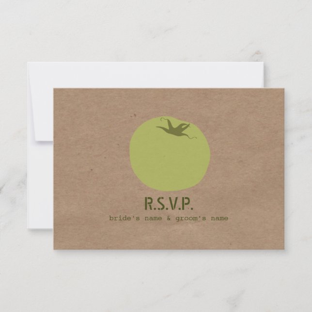 Farmers Market Inspired Wedding RSVP Green Tomato (Front)